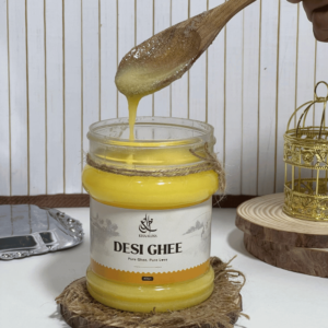 desi ghee with spoon in 500g packaging